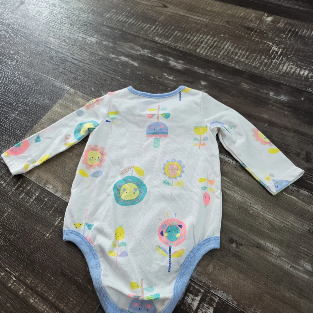 Carter's White and Blue Floral Baby Bodysuit